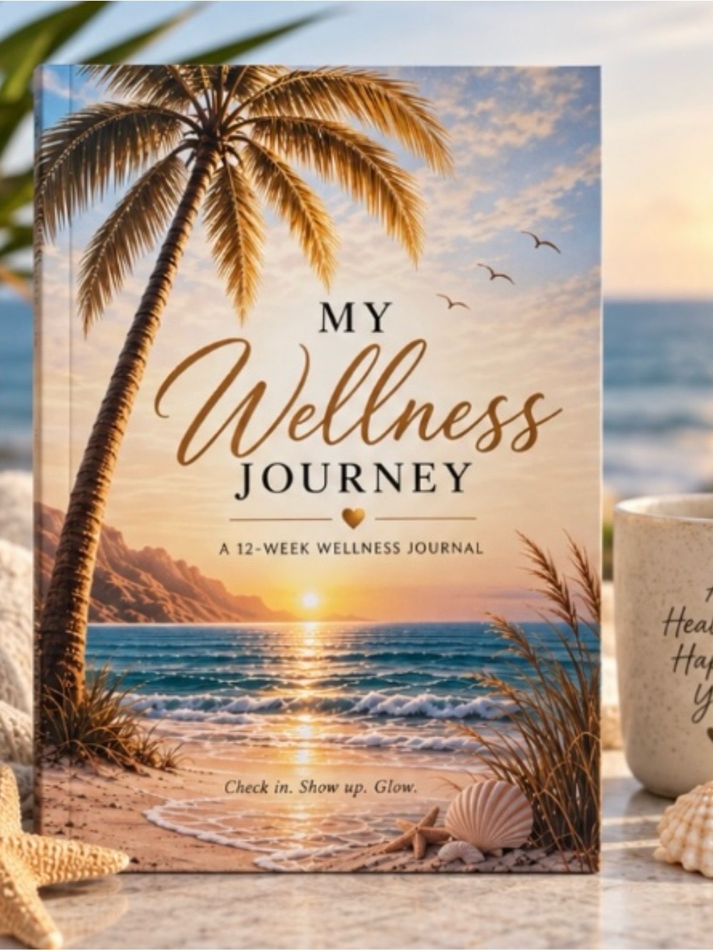 My Wellness Journey - Sunset Beach Wellness Journal (Gold & Blue)